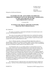 Statement by the Delegation of the Russian Federation in response to the report by the Head of the OSCE Mission in Kosovo, Ambassador Jan Braathu 