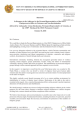 Statement by the Delegation of Armenia in response to the addresses by the three personal representatives of the Chairperson-in-Office on combating tolerance and non-discrimination