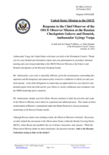 Statement by the Delegation of the United States of America in response to the report by the Chief Observer of the OSCE Observer Mission at two Russian checkpoints on the Russian-Ukrainian border, Ambassador György Varga