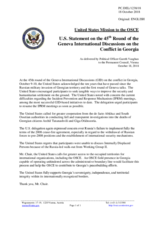 Statement by the Delegation of the United States of America on the 45th round of the Geneva International Discussions, held on 10 October 2018