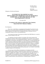 Statement by the Delegation of the Russian Federation in response to the report by the Head of the OSCE Mission to Moldova, Dr. Claus Neukirch