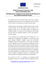 Statement by the Austrian EU Presidency in response to the report by the Director of the Conflict Prevention Centre, Ambassador Marcel Peško
