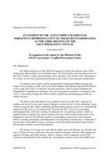 Statement by the Delegation of the Russian Federation in response to the report by the Director of the Conflict Prevention Centre, Ambassador Marcel Peško