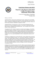 Statement by the Delegation of the United States of America in response to the report by the Director of the Conflict Prevention Centre, Ambassador Marcel Peško