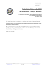 Statement by the Delegation of the United States of America on killing of Ukrainian activist Ms. K. Handziuk