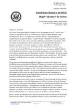 Statement by the Delegation of the United States of America on illegal and fake so-called “elections” in the Russia-occupied territories of the Donetsk and Luhansk regions of Ukraine