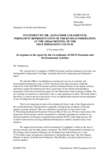 Statement by the Delegation of the Russian Federation in response to the report by the Co-ordinator of OSCE Economic and Environmental Activities, Ambassador Vuk Žugić