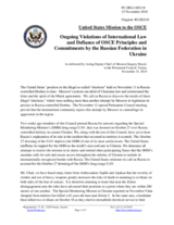 Statement by the Delegation of the United States of America on Russia’s ongoing aggression against Ukraine and the illegal occupation of Crimea
