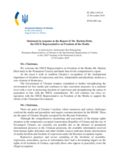Statement by the Delegation of Ukraine in response to the report by the OSCE Representative on Freedom of the Media, Mr. Harlem Désir 