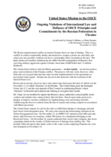 Statement by the Delegation of the United States of America on Russia’s ongoing aggression against Ukraine and the illegal occupation of Crimea