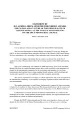 Statement by H.E. Aurelia Frick, Minister for Foreign Affairs, Justice and Culture