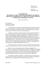 Statement by H.E. Sergey Lavrov, Minister of Foreign Affairs