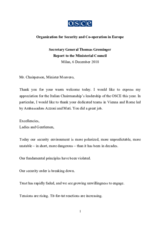 Secretary General Thomas Greminger Report to the 25th Ministerial Council