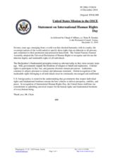 Statement by the Delegation of the United States of America on the Human Rights Day, celebrated on 10 December 2018