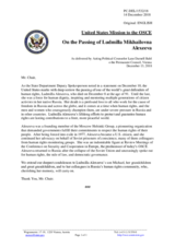 Statement by the Delegation of the United States of America on the death of Russian activist Ms. L. Alexeyeva on 8 December 2018