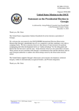 Statement by the Delegation of the United States of America on the presidential election in Georgia, held on 28 November 2018