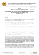 Statement by the Delegation of Armenia on the early parliamentary elections in Armenia, held on 9 December 2018