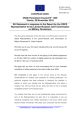 Statement by the Austrian EU Presidency in response to the report by the OSCE Representative to the Latvian-Russian Joint Commission on Military Pensioners, Dr. Volker Frobarth