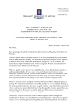Statement by the Delegation of Norway, also on behalf of Canada, Iceland, Liechtenstein, Mongolia and Switzerland, on the International Day for the Elimination of Violence against Women, observed on 25 November 2018