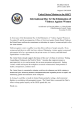 Statement by the Delegation of the United States of America on the International Day for the Elimination of Violence against Women, observed on 25 November 2018