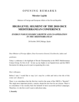 Opening remarks of the High-level segment of the 2018 OSCE Mediterranean Conference in Malaga