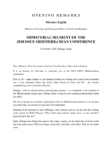 Opening remarks of the Ministerial segment of the 2018 OSCE Mediterranean Conference in Malaga