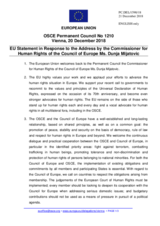 Statement by the Austrian EU Presidency in response to the address by the Commissioner for Human Rights of the Council of Europe, H.E. Ms. Dunja Mijatović
