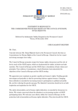 Statement by the Delegation of Norway in response to the address by the Commissioner for Human Rights of the Council of Europe, H.E. Ms. Dunja Mijatović
