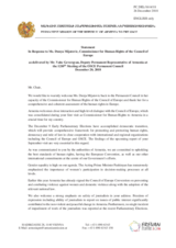 Statement by the Delegation of Armenia in response to the address by the Commissioner for Human Rights of the Council of Europe, H.E. Ms. Dunja Mijatović
