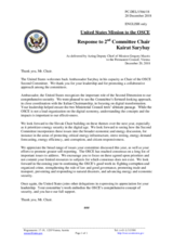 Statement by the Delegation of the United States of America in response to the presentation by the Chairperson of the Economic and Environmental Committee, Ambassador Kairat Sarybay