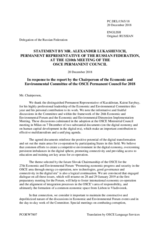 Statement by the Delegation of the Russian Federation in response to the presentation by the Chairperson of the Economic and Environmental Committee, Ambassador Kairat Sarybay