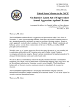 Statement by the Delegation of the United States of America on the latest Russian act of unprovoked armed aggression against Ukraine