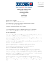 Address by the Chairperson-in-Office of the OSCE, Minister of Foreign and European Affairs of Slovakia, H.E. Mr. Miroslav Lajčák Address by the Chairperson-in-Office of the OSCE, Minister of Foreign and European Affairs of Slovakia, H.E. Mr. Miroslav Lajčák