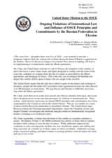 Statement by the Delegation of the United States of America on Russia’s ongoing aggression against Ukraine and the illegal occupation of Crimea