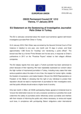 Statement by the Romanian EU Presidency on the case of journalist Ms. P. Ünker in Turkey