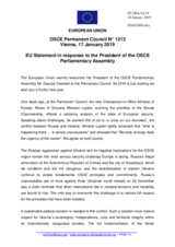 Statement by the Romanian EU Presidency in response to the address by the President of the OSCE Parliamentary Assembly, H.E. George Tsereteli