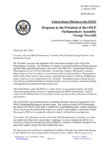 Statement by the Delegation of the United States of America in response to the address by the President of the OSCE Parliamentary Assembly, H.E. George Tsereteli