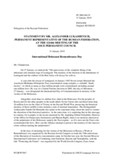 Statement by the Delegation of the Russian Federation on the commemoration of the International Holocaust Remembrance Day