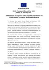 Statement by the Romanian EU Presidency in response to the report by the Head of the OSCE Mission in Kosovo, Ambassador Jan Braathu