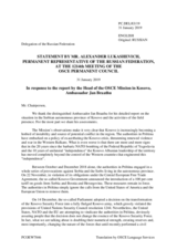 Statement by the Delegation of the Russian Federation in response to the report by the Head of the OSCE Mission in Kosovo, Ambassador Jan Braathu