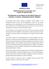 Statement by the Romanian EU Presidency in response to the report by the OSCE Project Co-ordinator in Ukraine, Ambassador Henrik Villadsen