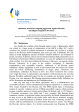 Statement by the Delegation of Ukraine on Russia’s ongoing aggression against Ukraine and illegal occupation of Crimea