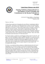 Statement by the Delegation of the United States of America on Russia’s ongoing aggression against Ukraine and illegal occupation of Crimea