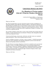 Statement by the Delegation of the United States of America on the situation of the Jehovah’s Witnesses in the Russian Federation