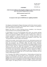 Statement by the Delegation of Bulgaria in response to the report by the Director of the Office for Democratic Institutions and Human Rights (ODIHR), Ms. Ingibjörg Sólrún Gísladóttir