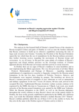 Statement by the Delegation of Ukraine on Russia’s ongoing aggression against Ukraine and illegal occupation of Crimea