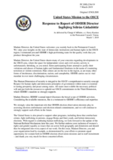 Statement by the Delegation of the United States of America in response to the report by the Director of the Office for Democratic Institutions and Human Rights (ODIHR), Ms. Ingibjörg Sólrún Gísladóttir