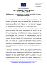 Statement by the Romanian EU Presidency in response to the report by the Director of the Office for Democratic Institutions and Human Rights (ODIHR), Ms. Ingibjörg Sólrún Gísladóttir