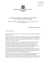 Statement by the Delegation of Norway in response to the report by the Head of the OSCE Mission to Serbia, Ambassador Andrea Orizio