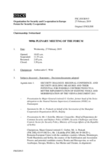 Journal of the 909th Plenary Meeting of the Forum for Security Co-operation